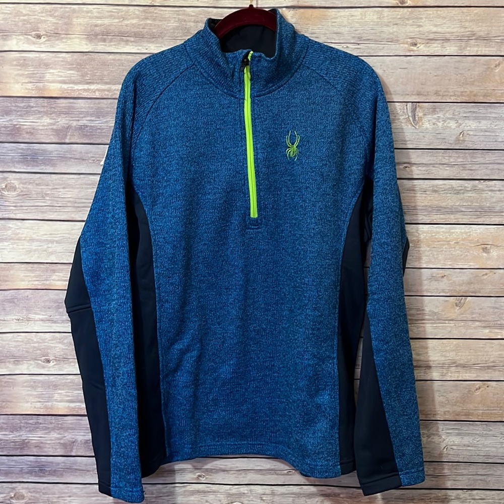 SPYDER Outbound 1/2 zip Sweater Pullover Jacket Blue & Yellow Large